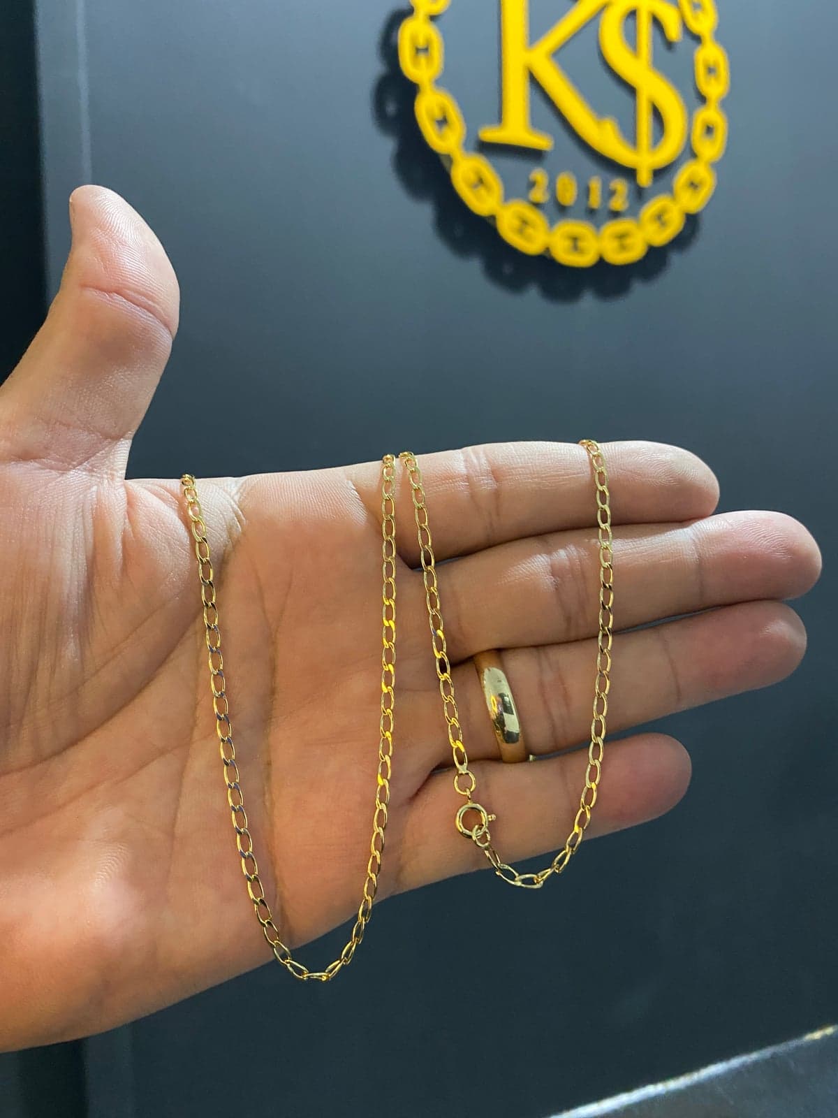 Corrente Grumet 1x1 -3 MM -  Banhada a ouro 18K